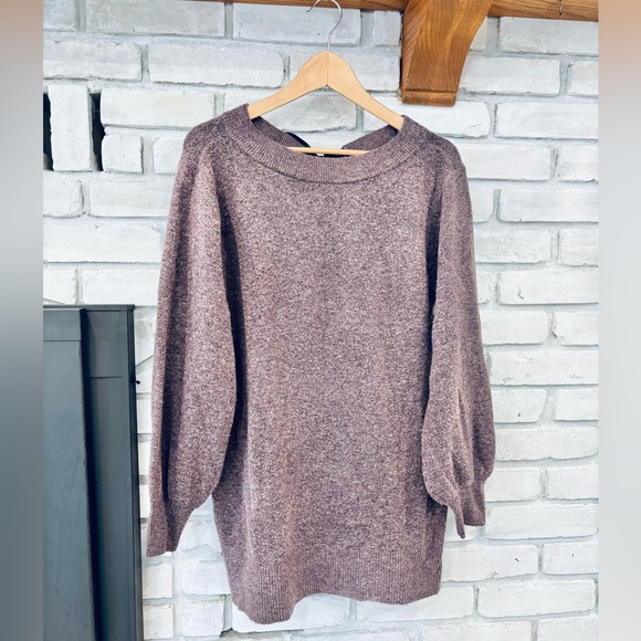 Joe Fresh Purple Tunic Long Sleeve Crew Neck Sweater with Black Bow Size Medium - Picture 2 of 6